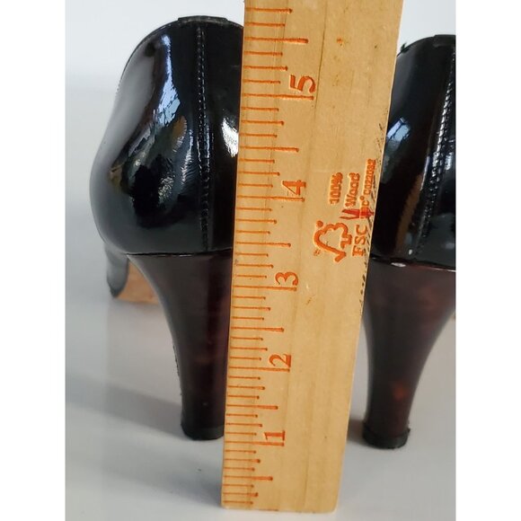 ANYI LU Emily Black Patent Leather Tortoise Color Heels Size 39 US 8.5 - Picture 9 of 11